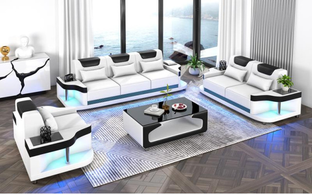 Sofagarnitur 3+2+1 Sitzer Set Design Sofa Polster Couchen Wohnzimmerset Leder