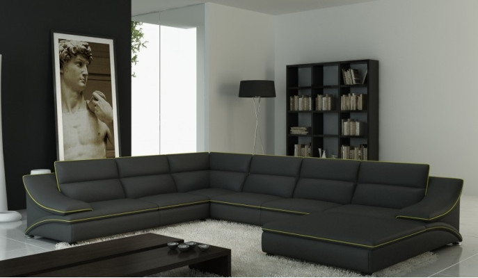 Ecksofa USB Ledersofa Wohnlandschaft Couch Sitz Eck Garnitur U Form EltmannS Neu
