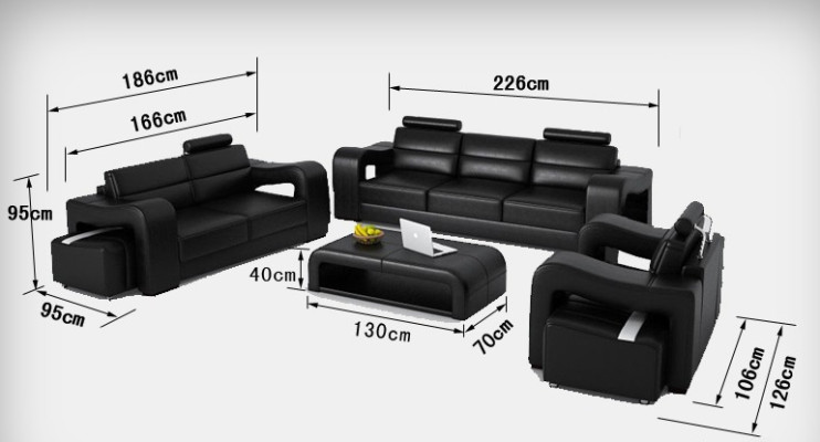 Ledersofa Couch Wohnlandschaft 3+2+1 Sitzer Garnitur Design Modern Sofa F3008D