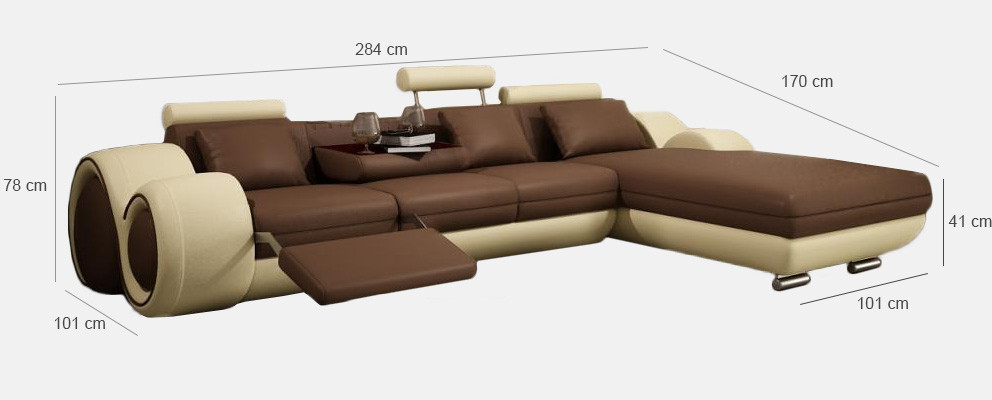Patentiertes Design Ecksofa Sofa Couch Polster Leder Ecke BERLINo Wohnlandschaft