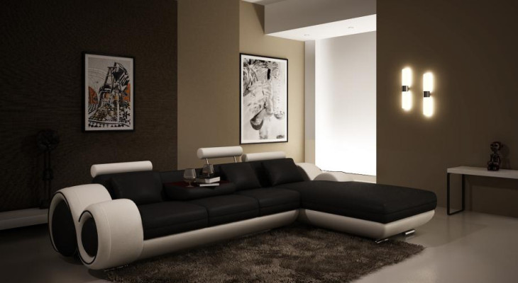 Patentiertes Design Ecksofa Sofa Couch Polster Leder Ecke Wohnlandschaft BERLINs