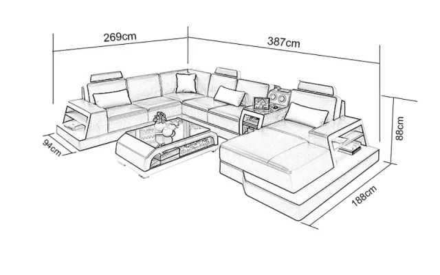 Design Eckgarnitur Wohnlandschaft Ecksofa Sofa Couch Sofas Couchen Tisch 2tlg.