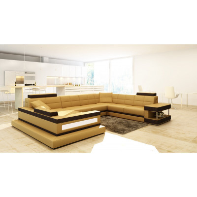 Design Leder Polster Sitz Ecke Leder Sofa Polster Eck Landschaft Zimmer Neu Wohn