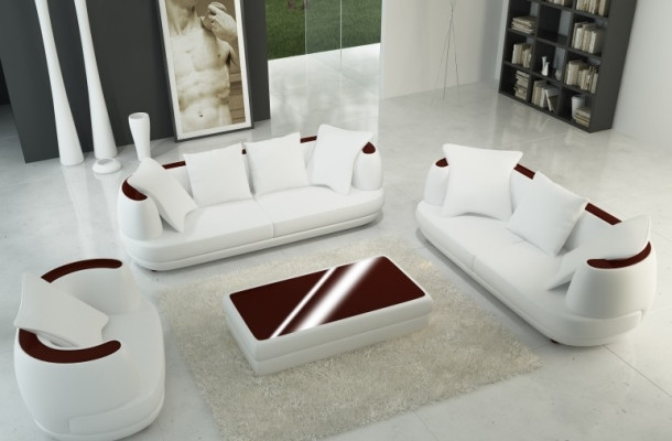 Sofagarnitur Couch Polster Leder Sofa 3+2+1 Klassische Couchen Royal Sitz Black