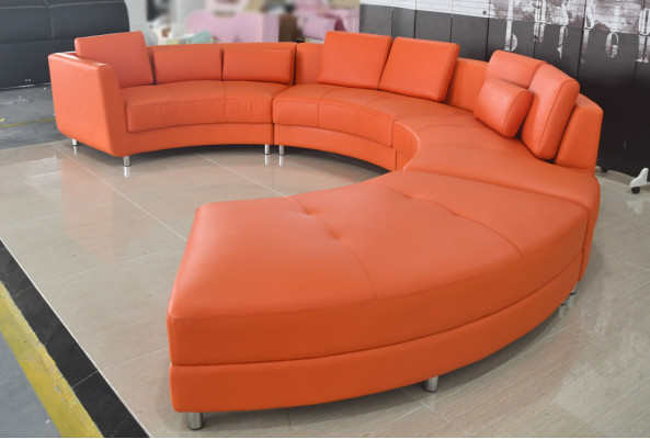 Ledersofa Sofa Modernes Polster Leder Runde Wohnlandschaft Ecksofa Runde Couch