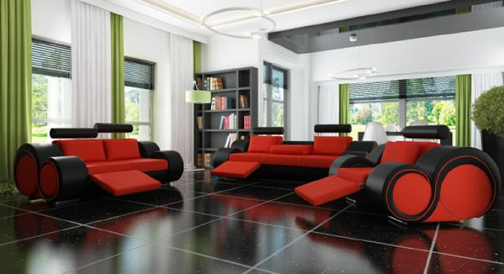Sofa mit USB,Polster Garnitur 3+2 Sitz Designer Sofa Ledersofa Massfertigung
