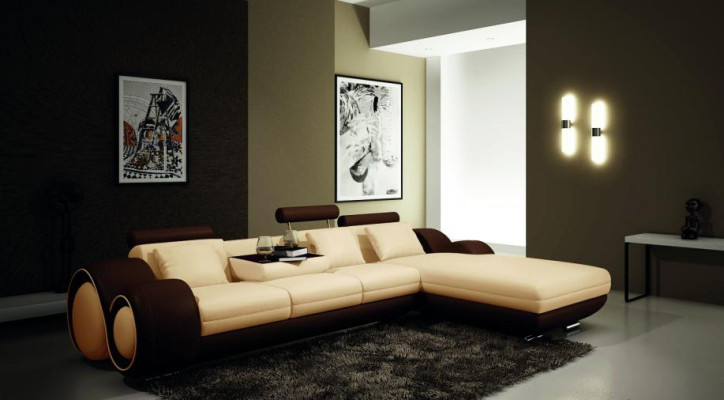 Patentiertes Design Ecksofa BERLINb Sofa + USB Polster Leder Ecke Wohnlandschaft