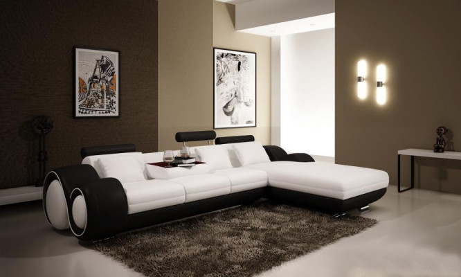 Patentiertes Design Ecksofa Sofa + USB,Polster Leder Ecke BERLINo Wohnlandschaft