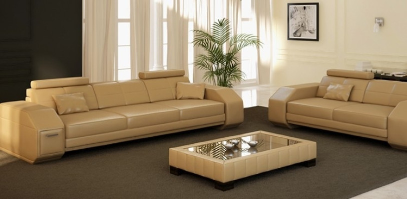Ledersofa mit USB Sofagarnitur 3+2+1 Leder Couch Polster Sitz Designer Garnitur