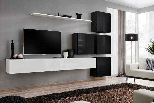 Modern Wohnwand Wand Regal Wandschrank Weiß Luxus Einrichtung Designer Komplett