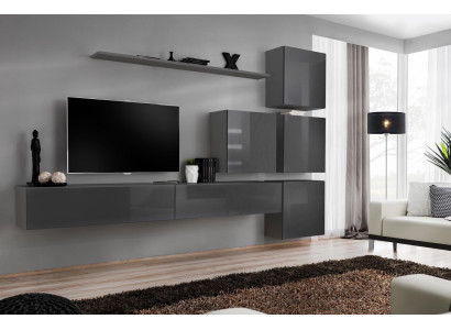 Grau Moderne Wohnwand Wohnzimmer Design TV Ständer Luxus Sideboard Schrank neu