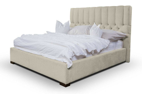 Bett Beige Doppelbett Holz Modern Betten Luxus Stoff Bett Schlafzimmer