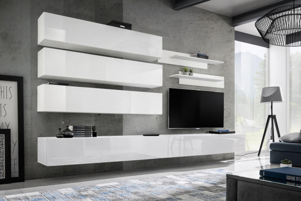 Designer Wohnzimmer Set Wand Regale Wohnwand Regal TV-Ständer Set 7tlg.