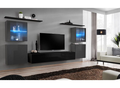 Modern Wand Schrank Wohnzimmer Wandregale Sideboard TV Ständer Designer Set 7tlg