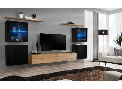 Wohnzimmer 4x Wand Schrank Wohnwand TV Ständer Modern Design Set 7tlg Neu