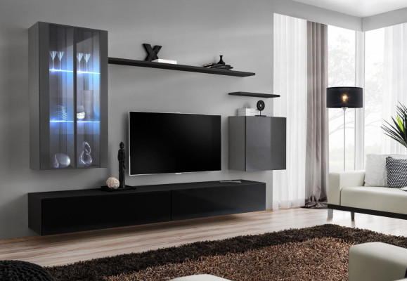 Garnitur rtv Set 7tlg. Wohnwand TV Sideboard Vitrine Hänge Schrank Design Neu