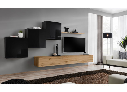 Wohnwand Braun TV Ständer Set Wohnzimmermöbel TV Ständer Sideboard Wandregal Neu