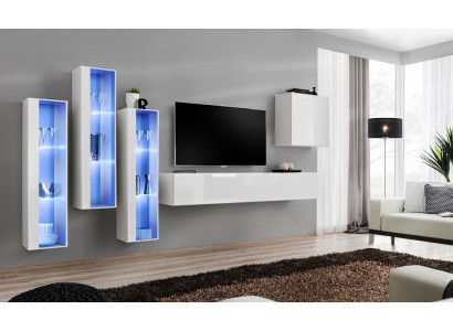 Weiß Komplett Design Wohnwand Sideboard 4x Schrank RTV Lowboard TV Ständer
