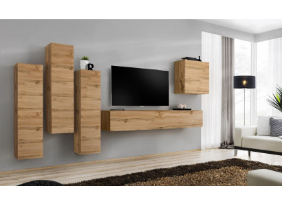 Wohnwand Braun Wandschrank Wohnzimmer TV Ständer Holz Luxus Möbel Einrichtung