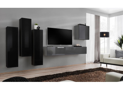Grau TV Ständer Sideboard Luxus Wohnwand Wohnzimmer Einrichtung Modern Komplett