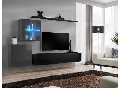 Wohnwand 2x Wandschrank Einrichtung Hochglanz Wand Regal Designer Holz Möbel