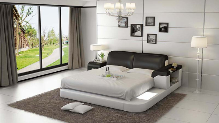 Luxus Bett +Beleuchtung Lederbett Betten Sofa Big 140/160/180 LB8807