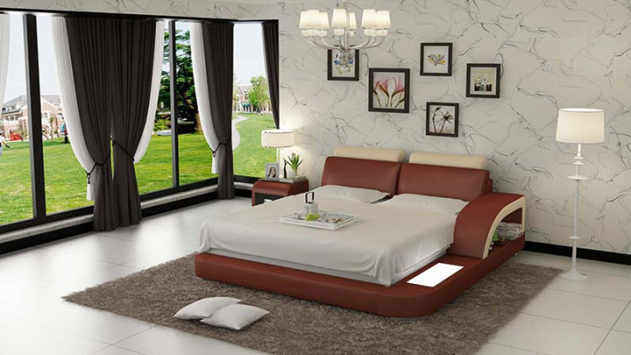 Luxus Bett Beleuchtung Lederbett Betten Sofa Big Ehe Polster 140/160/180 cm