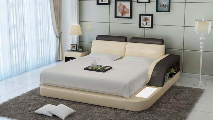 Polster Design Luxus Bett Betten Leder Modernes Schlafzimmer 140/160/180 cm