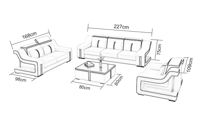 Dreisitzer Designer Sofa Couch 3 Sitz Polster Leder Couchen Big Sofas