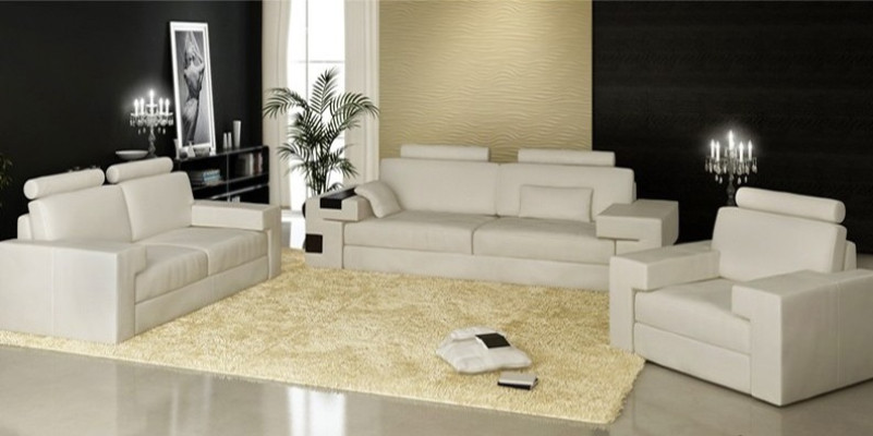 Ledersofa Sofagarnitur 3+2+1 Couch Sitz Polster Sofa Garnitur Set Nassau B