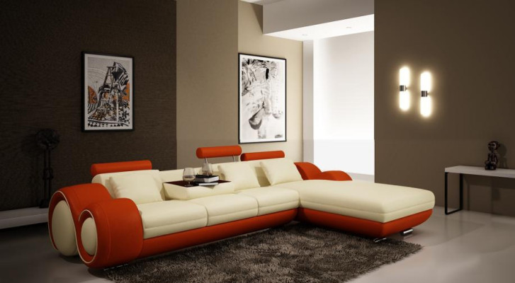 Patentiertes Design Ecksofa Sofa Couch Polster Leder Ecke BERLIN2 Wohnlandschaft