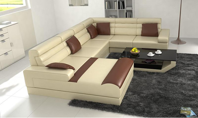 Ecksofa mit USB Wohnlandschaft XXL Big Couch Polster Garnitur Eck Couchen UForm
