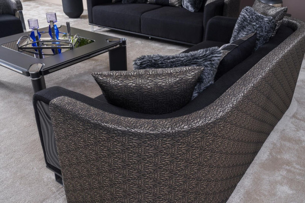 Dreisitzer 240cm Schwarze Luxus Couch Sofa Couchen Möbel Textil Stoff Samt 3er