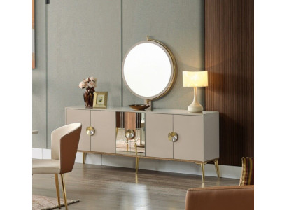 Anrichte Schrank Braun Hochglanz Möbel Holz Luxus Kommode Sideboard