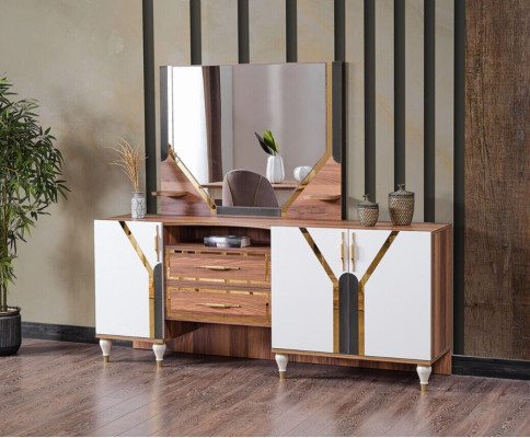 Anrichte Schrank Braun Hochglanz Möbel Holz Luxus Kommode Sideboard Neu