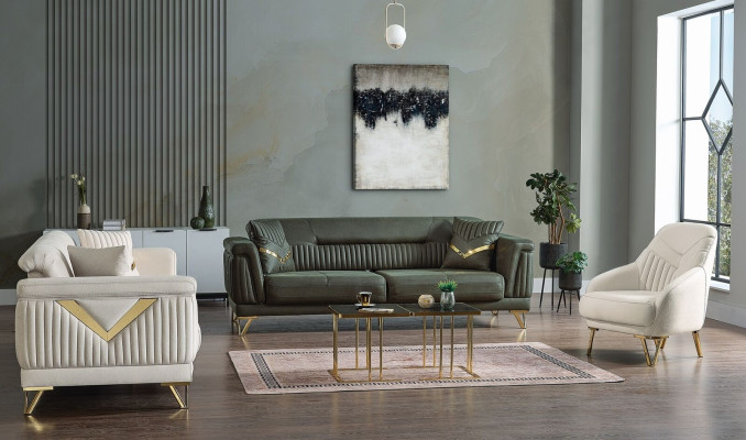 Design Modernes Wohnzimmer Set Sofagarnitur 3+3+1 Wohnzimmer Möbelset