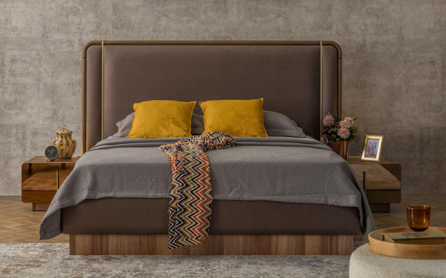 Schlafzimmer Set Bett + 2x Nachttische + Kommode + Spiegel Design Möbel Neu 5tlg 