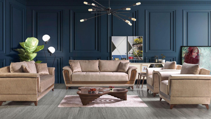 Sofagarnitur 3+2+1+1 Sitzer Textil Modern Komplett Sessel Sofa 3 Sitzer Luxus Neu