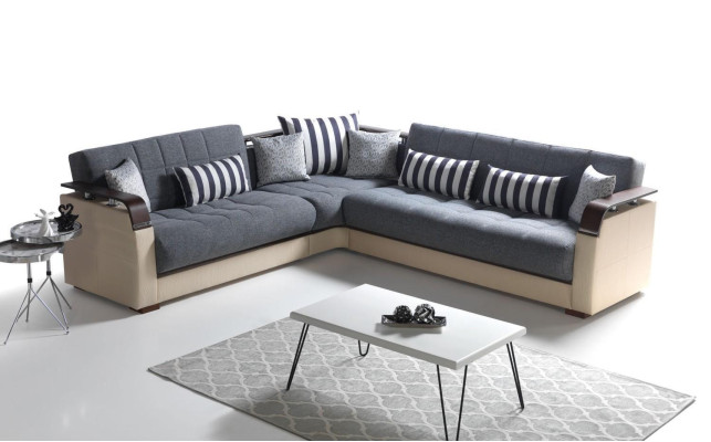 Grau Wohnzimmer Ecksofa L-Form Modern Luxus Sofa Corner Sofa Eckgarnitur