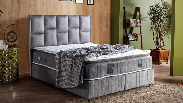 Bett Design Betten Luxus Beige Polster Schlafzimmer Möbel Silber 160x200