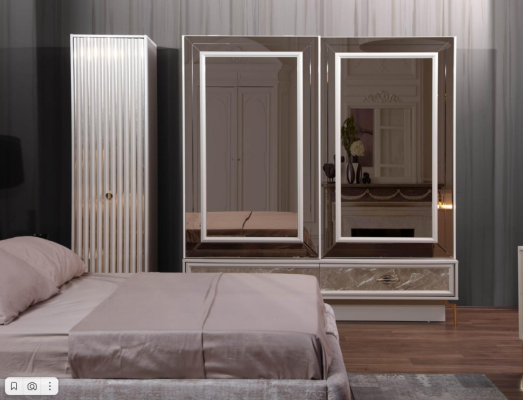 Modernes Schlafzimmer Komplettes Set Bett Nachttische Designer Möbel