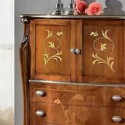 Klassische Braune Antik Stil Kommode 3x Schubladen Wohnzimmer Stauraum