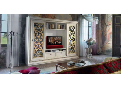 TV Schrankwand Massivholz Modern Fernsehschrank Wohnwand Echtholz Neu