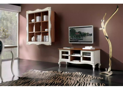 Wohnwand Wandschrank Wohnzimmer Lowboard Klassische Design Set 2tlg.