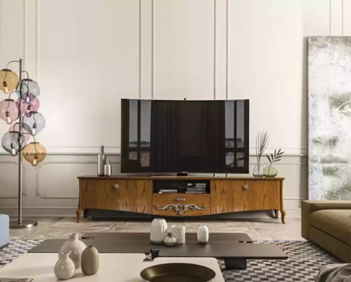 TV-Ständer rtv Wohnzimmer Design Regal Braun Holz Lowboard Italien Neu