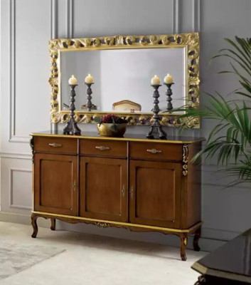 Klassischer Esstisch Tisch Holz Esszimmer Garnitur 6x Stühle 9 tlg.