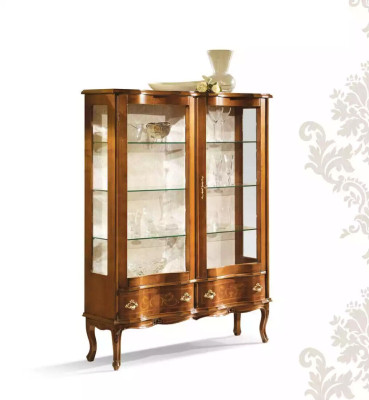 Hochwertige braune Holzvitrine mit Glasböden Klassische Möbel Vitrinen