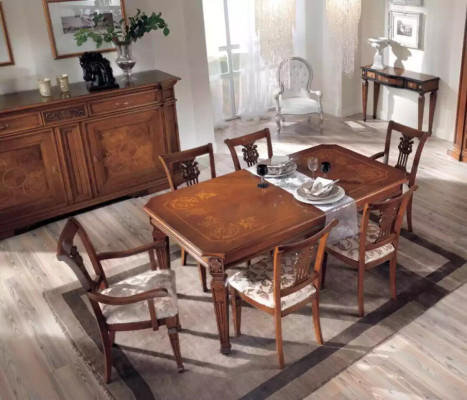 Klassischer Design Esstisch Tisch Holz Esszimmer Garnitur Braun Tische Neu