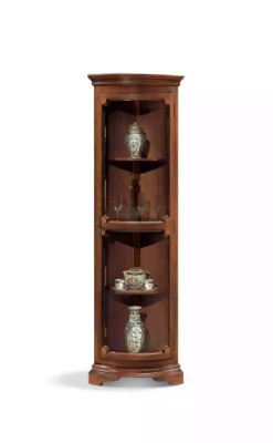 Eckvitrine Wohnzimmer Möbel Anrichte Holz Vitrinen Schrank Braun Neu