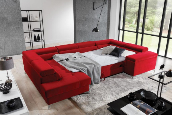 U Form Ecksofa Stoff Sitz Garnitur Designer Wohnlandschaft Textil Couch Sofa Neu